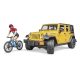 Bruder Jeep Wrangler Rubicon Unlimited s horským bicyklom a cyklistom - KP HRAČKA